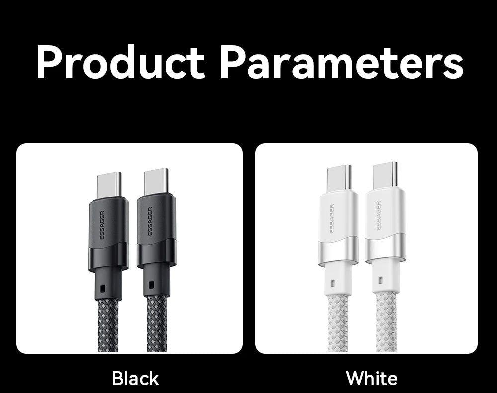 Essager Essager USB C To C 100W Magnetic Fast Charger Cable For iPhone 15 65W Type C To C Data Charging Wire for Laptop Samsung