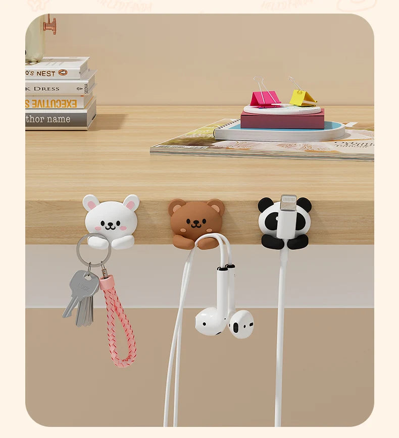 Desktop Cable Manager – Cartoon Wire Holder for Cables & Earphones
