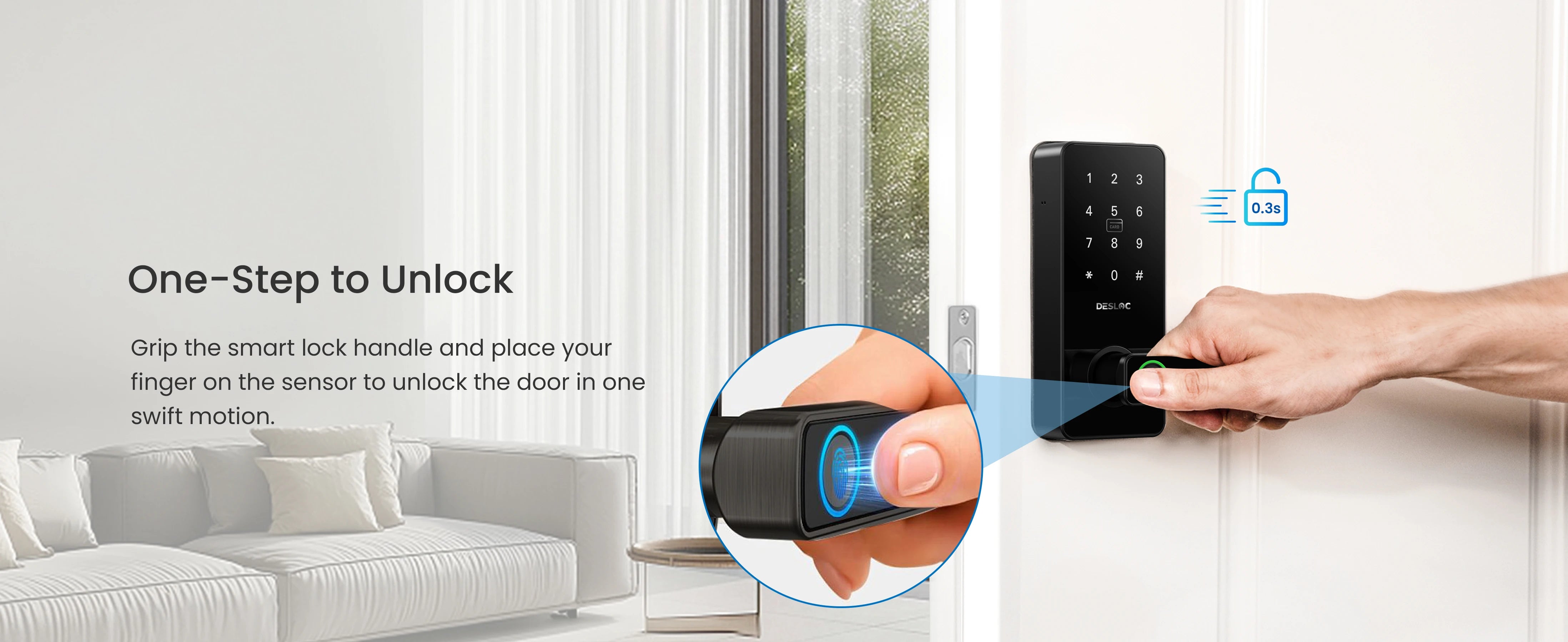DESLOC Smart Fingerprint Door Lock – App & Touchscreen Control