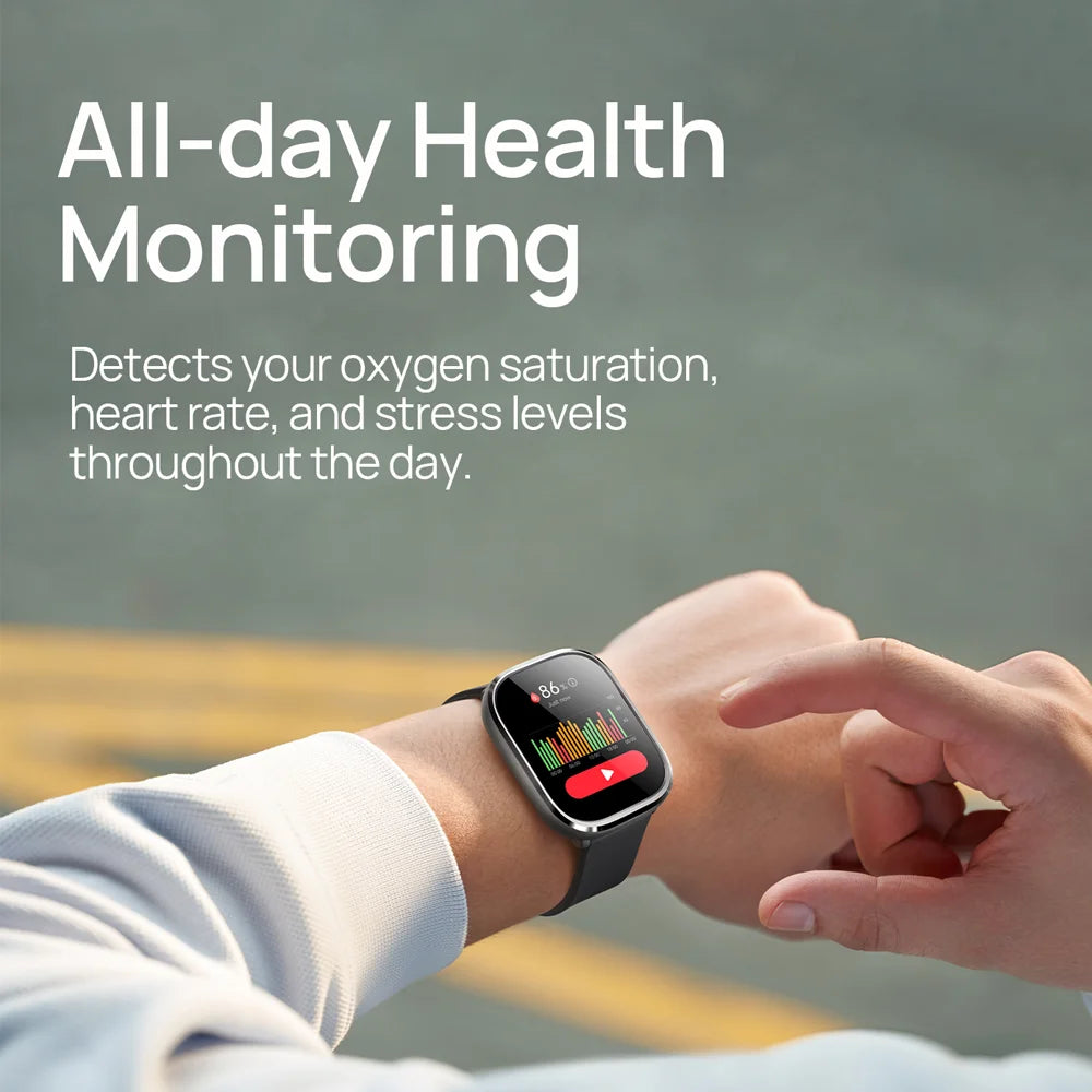 Mibro C4 Smartwatch – 2’’ Large Screen, Bluetooth Call, Heart & Oxygen Monitor