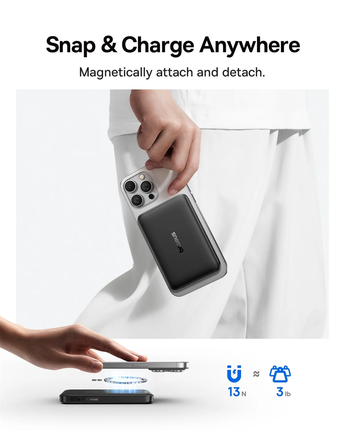 Baseus Qi2 Magnetic Power Bank 10000mAh – Fast Wireless & Wired Charging