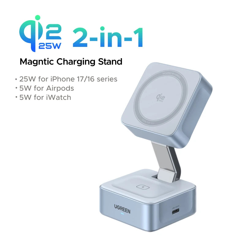 UGREEN 2-in-1 Qi2.2 Wireless Charger for iPhone & AirPods