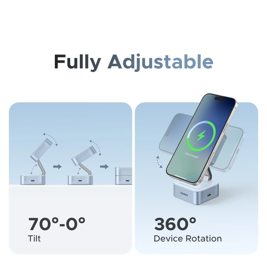 UGREEN 2-in-1 Qi2.2 Wireless Charger for iPhone & AirPods