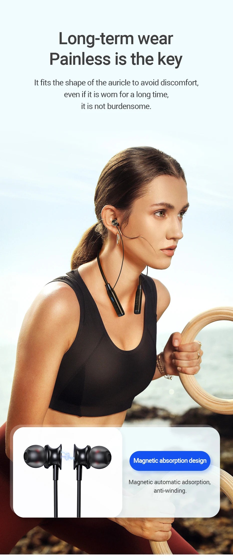 HOCO ES62 Neckband Wireless Earphones – Bluetooth HiFi Stereo Sports Earbuds