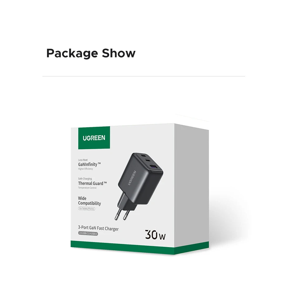 UGREEN 30W GaN USB-C Charger – PD 3.0 & QC4.0 for iPhone & Android