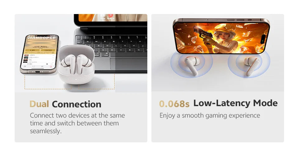 QCY Buds ANC -45dB Adaptive Noise Cancelling Wireless Bluetooth 5.4 Earbuds 6 Mics Clear Call 10mm Dynamic Driver Earphone 25Hrs