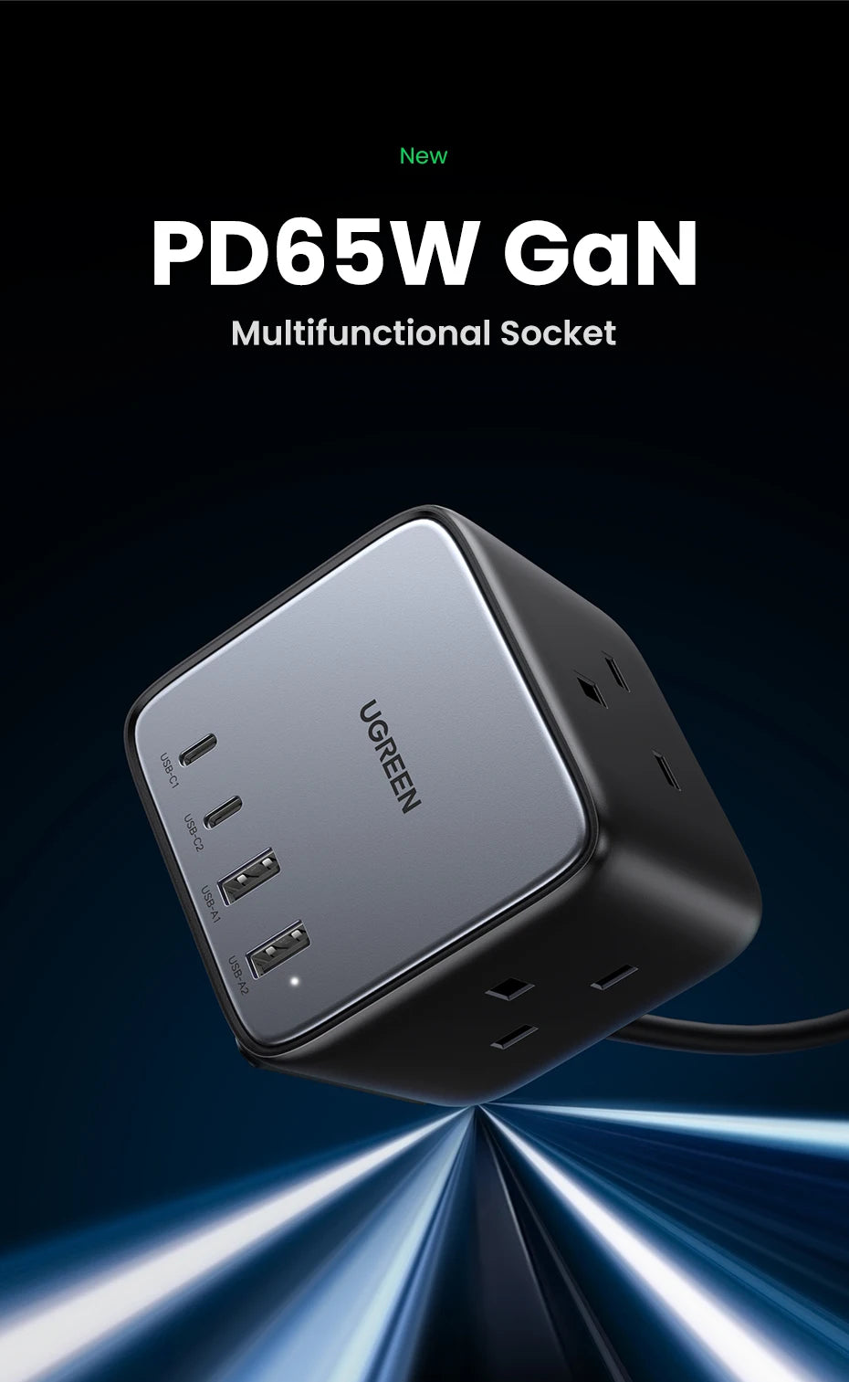UGREEN USB-C Charging Station – 65W GaN for Laptop & Phone
