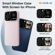 Smart Window Display Phone Case for iPhone 13–16 Series – Custom Video & Music Control