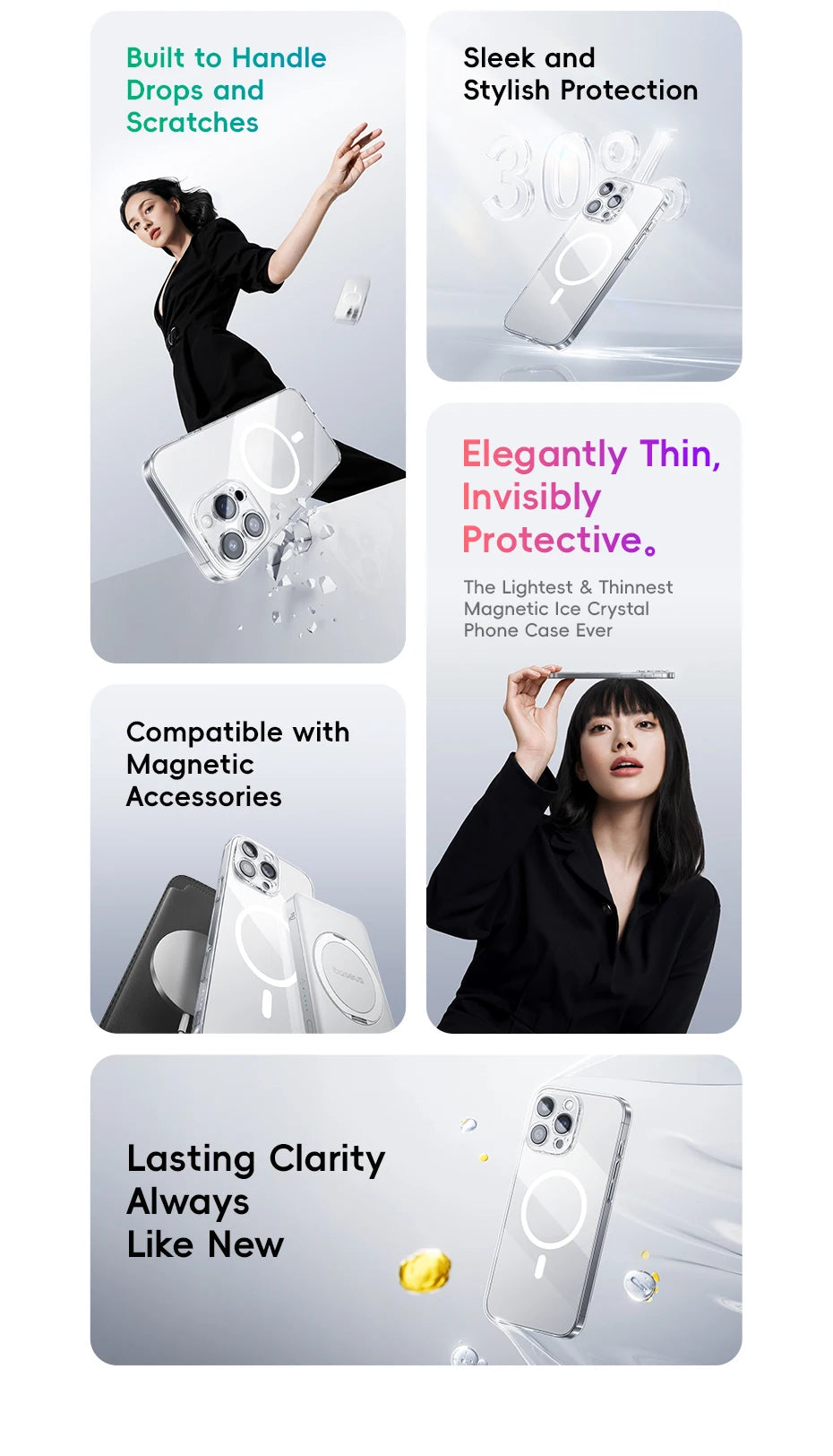 Baseus Magnetic Case for iPhone 17 16 15 14 Pro Max for MagSafe Wireless Charging PC Case for iPhone 13 12 11 Pro Max Funda Case
