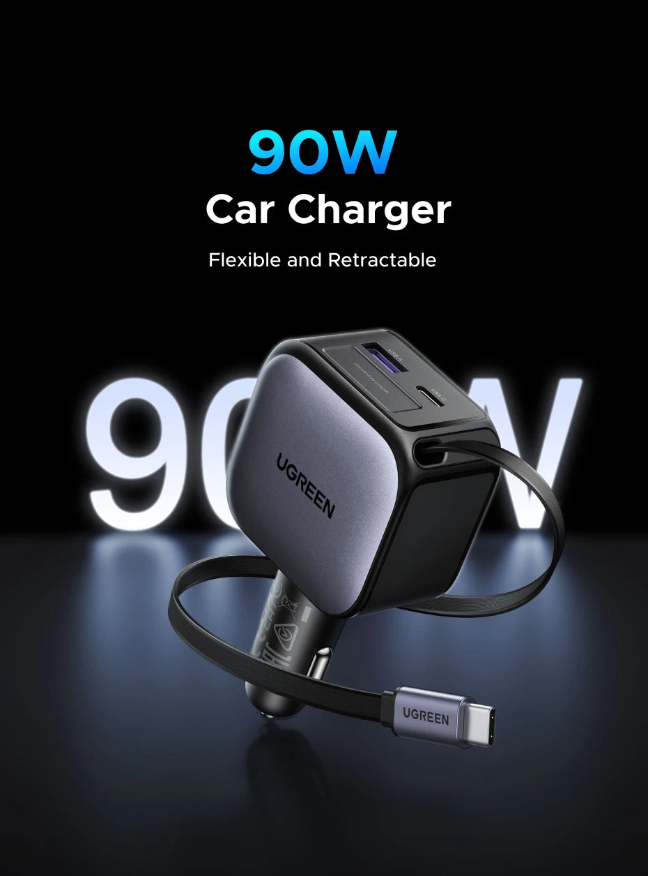 UGREEN 145W Car Charger – 3 USB-C & 1 USB-A