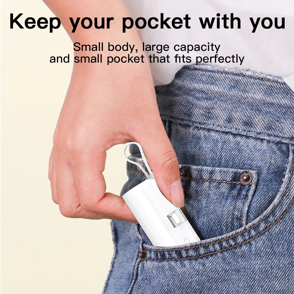 5000mAh Mini Portable Charger with Built-in Cable