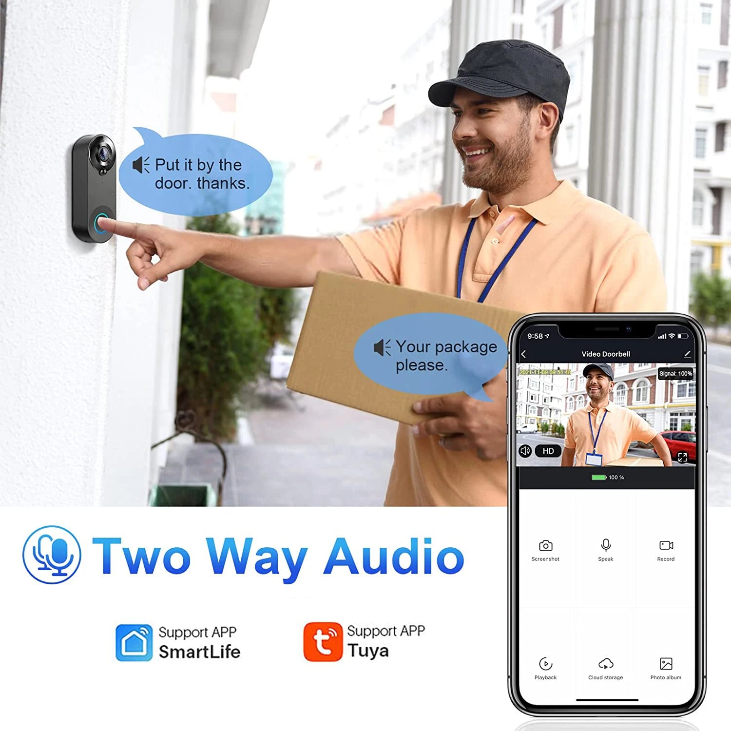 Smart 1080p Wi-Fi Video Doorbell – Motion Detect & Night Vision