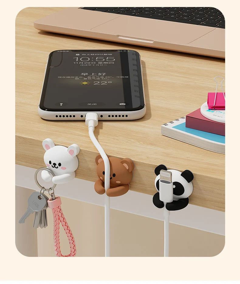 Desktop Cable Manager – Cartoon Wire Holder for Cables & Earphones
