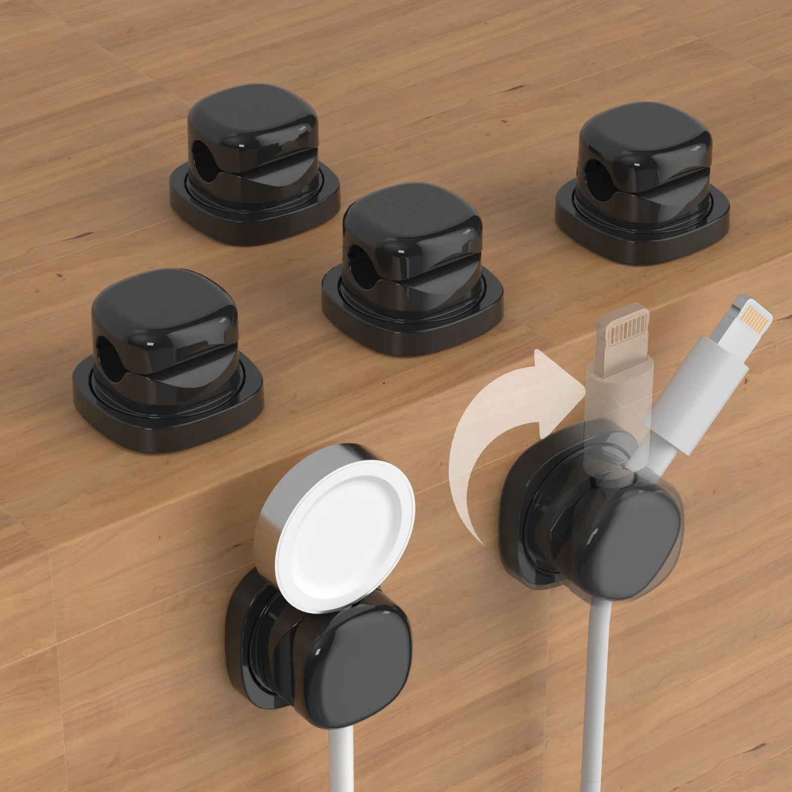 Rotatable Cable Clamps Organizer – Adjustable Wire Management Kit for Desk & Car