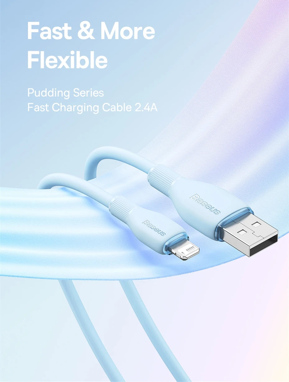 Baseus USB Cable 2.4A For iPhone Charging Cable USB Cord For iPhone 14 13 12 11 Pro Max Fast Data Charging Wire Cord