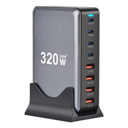 8-Port 320W GaN Fast Charger – C-Type PD Mobile Station