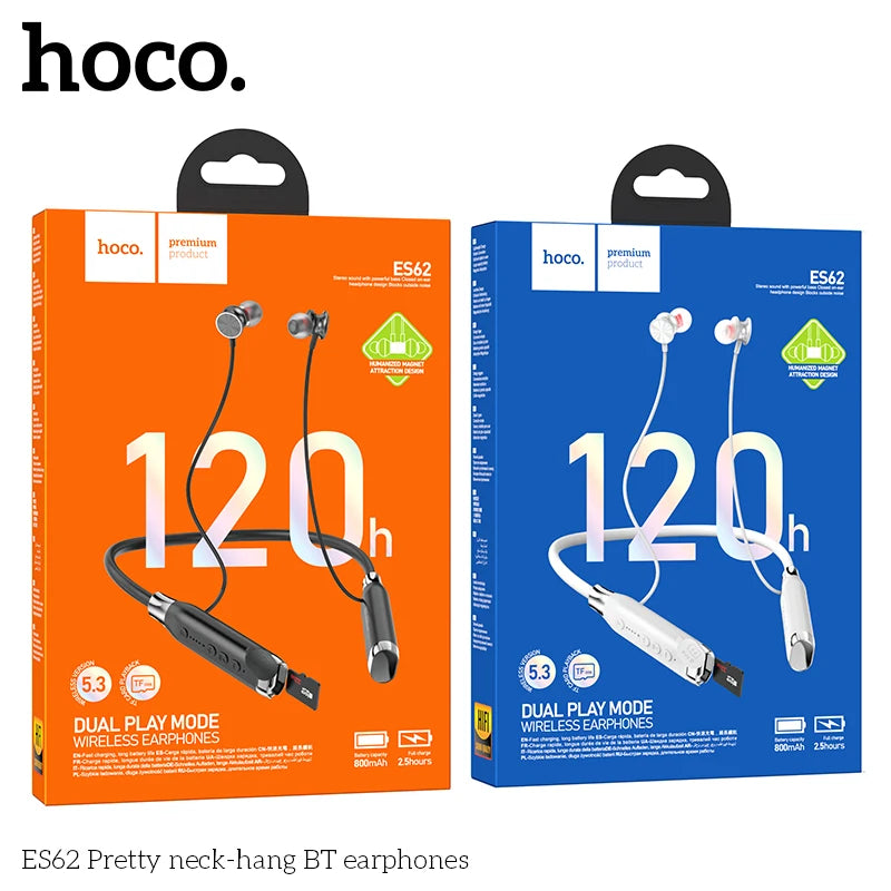 HOCO ES62 Neckband Earphones Bluetooth 5.3 Sport headsets Support TF card playback 120Hours Long battery life For Mobile Phone