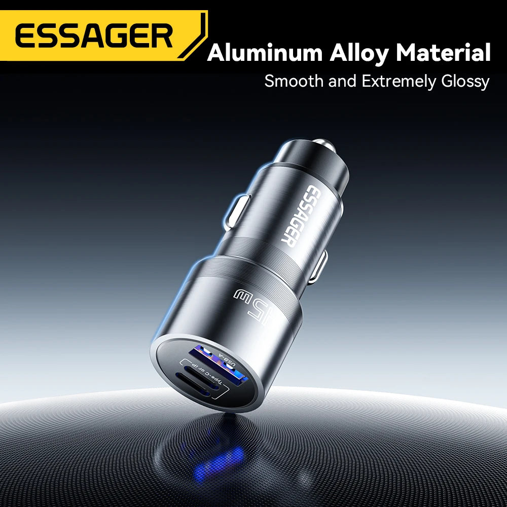 Essager Car Charger 3 Ports 45W USB Type C Fast Charging Phone Quick Charge for IPhone 15 14 Huawei Xiaomi Samsung Laptop Tablet