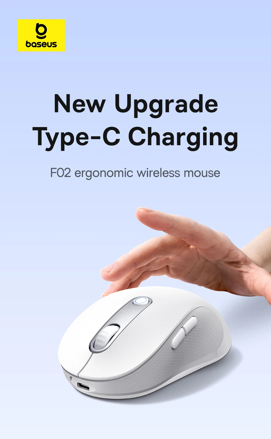 Baseus Wireless Rechargeable Mouse – Ergonomic & Bluetooth