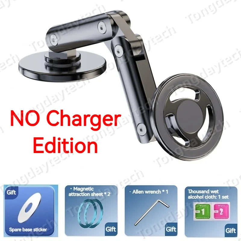 Magnetic Car Charger Holder – 15W Wireless Fast Charge