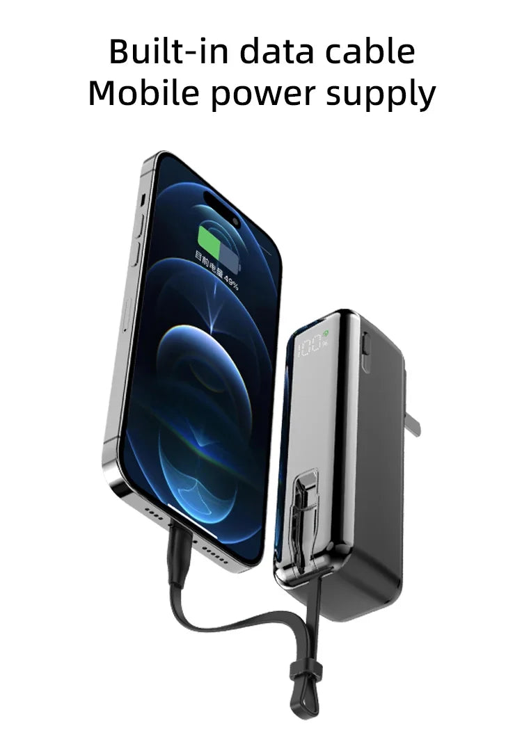 5000mAh Mini Power Bank – 20W Fast Charging with Cable