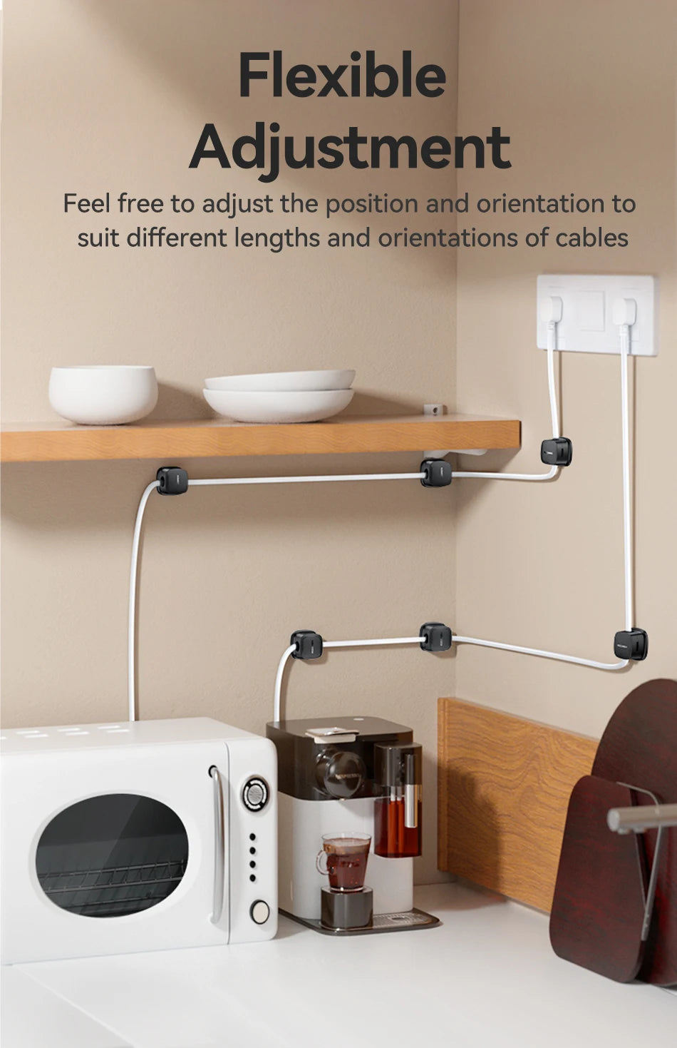 Rocoren Magnetic Cable Organizer – 6PCS Adjustable Wire Holder for Desk