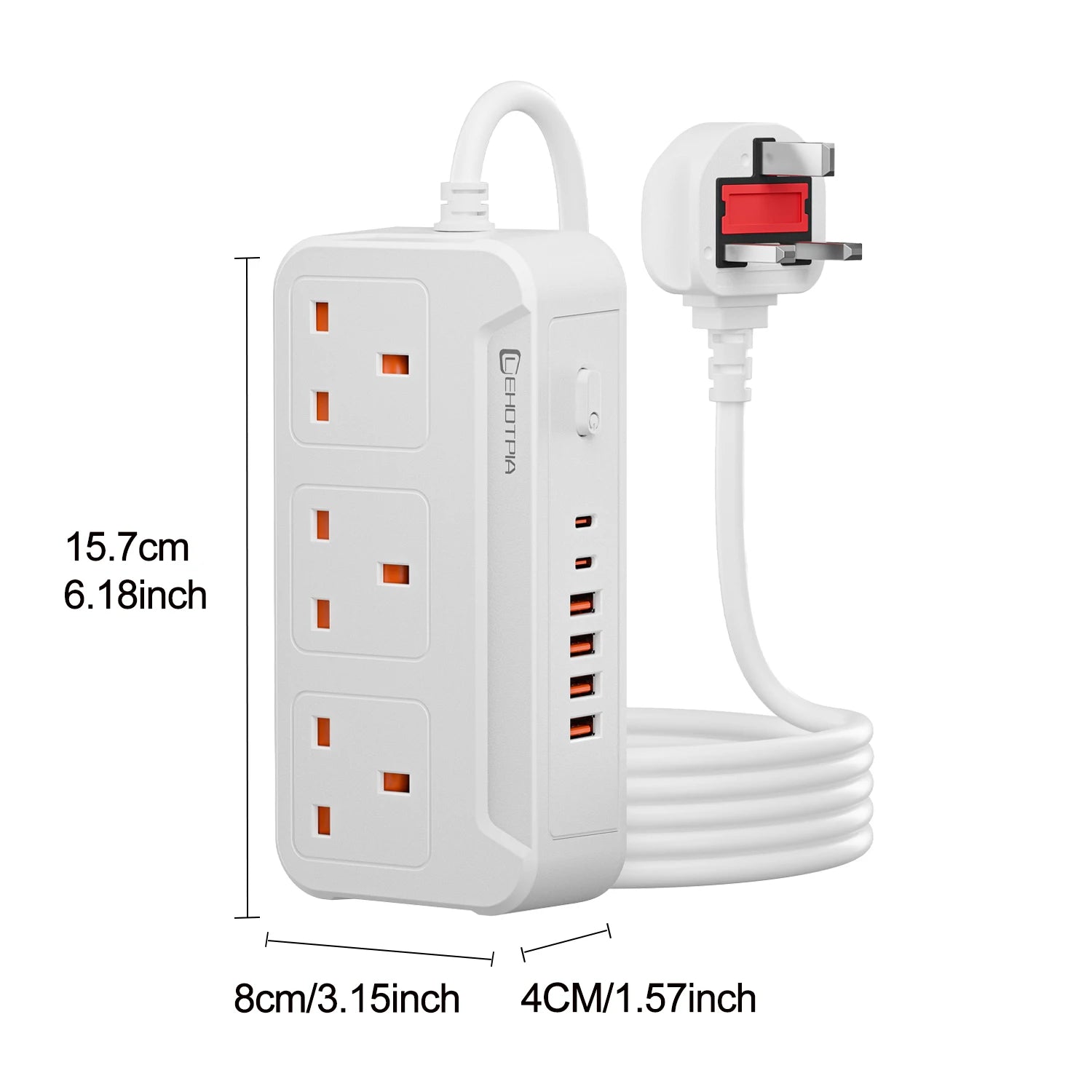 UK Power Strip with USB-C Fast Charging