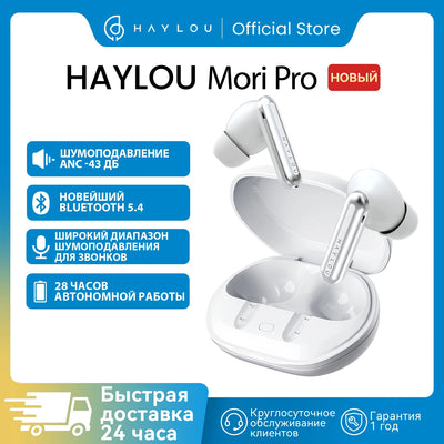 HAYLOU Mori Pro ANC Wireless Earbuds Bluetooth 5.4 Headphones 43dB Hi-Res Audio Noise Cancellation 6 Mics Earphones 28Hrs