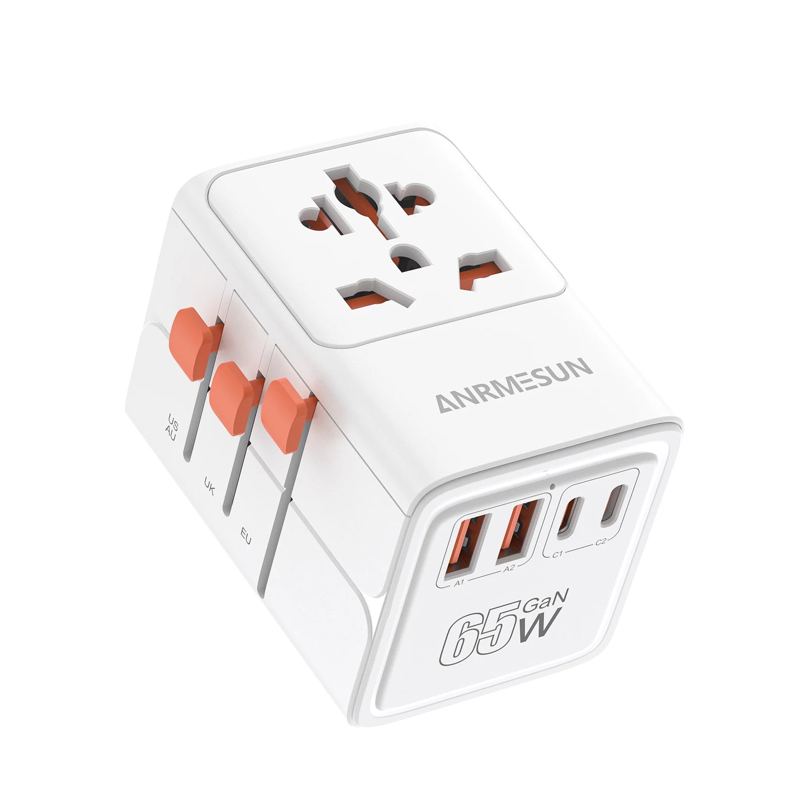 Global Universal Conversion Travel Plug 2 Type-C Sockets EU US AC Power Travel Adapter PD 65w 45w 25w Travel Plug Fast Charging