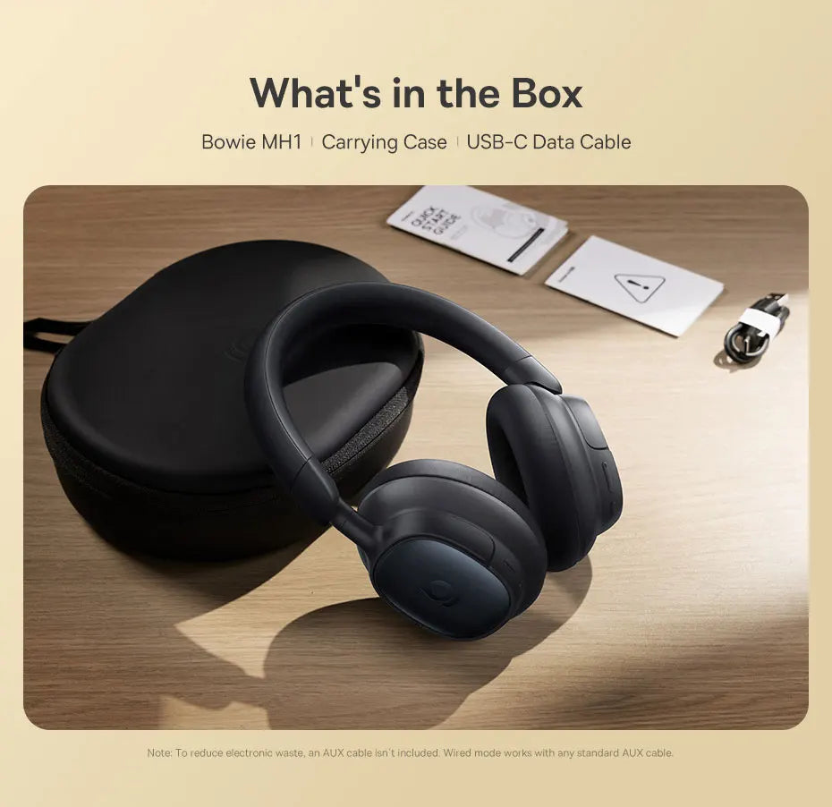 Baseus Bowie MH1 ANC Wireless Headphone 48dB Adaptive Hybrid Noise Cancelling Headsets 80H Playtime Hi-Res Audio LDAC Headphone