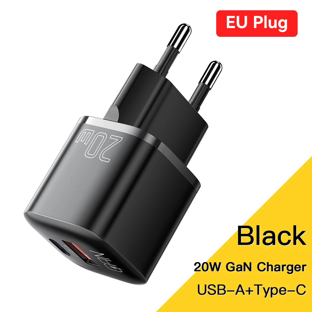 Essager 20W GaN USB Type C Charger Fast Charge Phone QC 3.0 Quick Chargers For iPhone 15 14 13 12 11Pro Max Mini iPad Charging