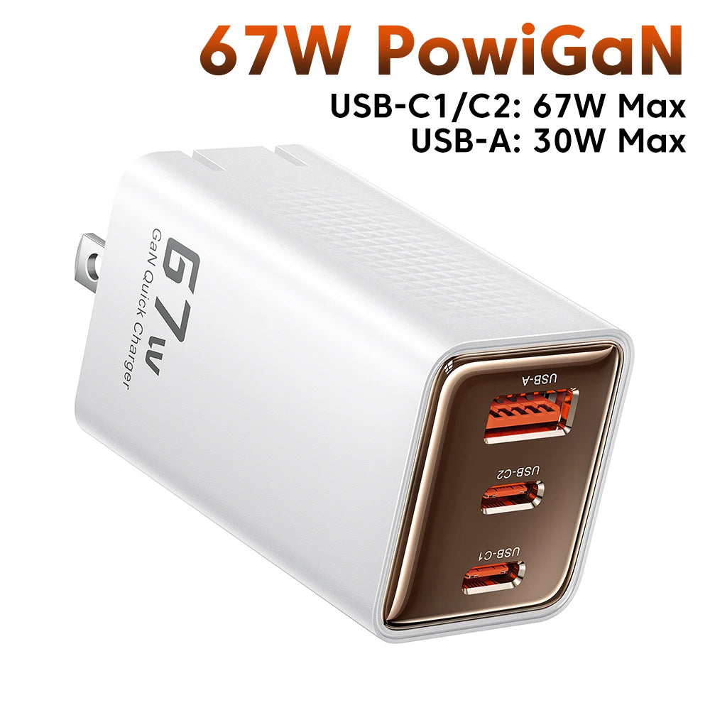 Toocki 67W GaN Charger – Fast USB-C PD for iPhone, MacBook & Samsung