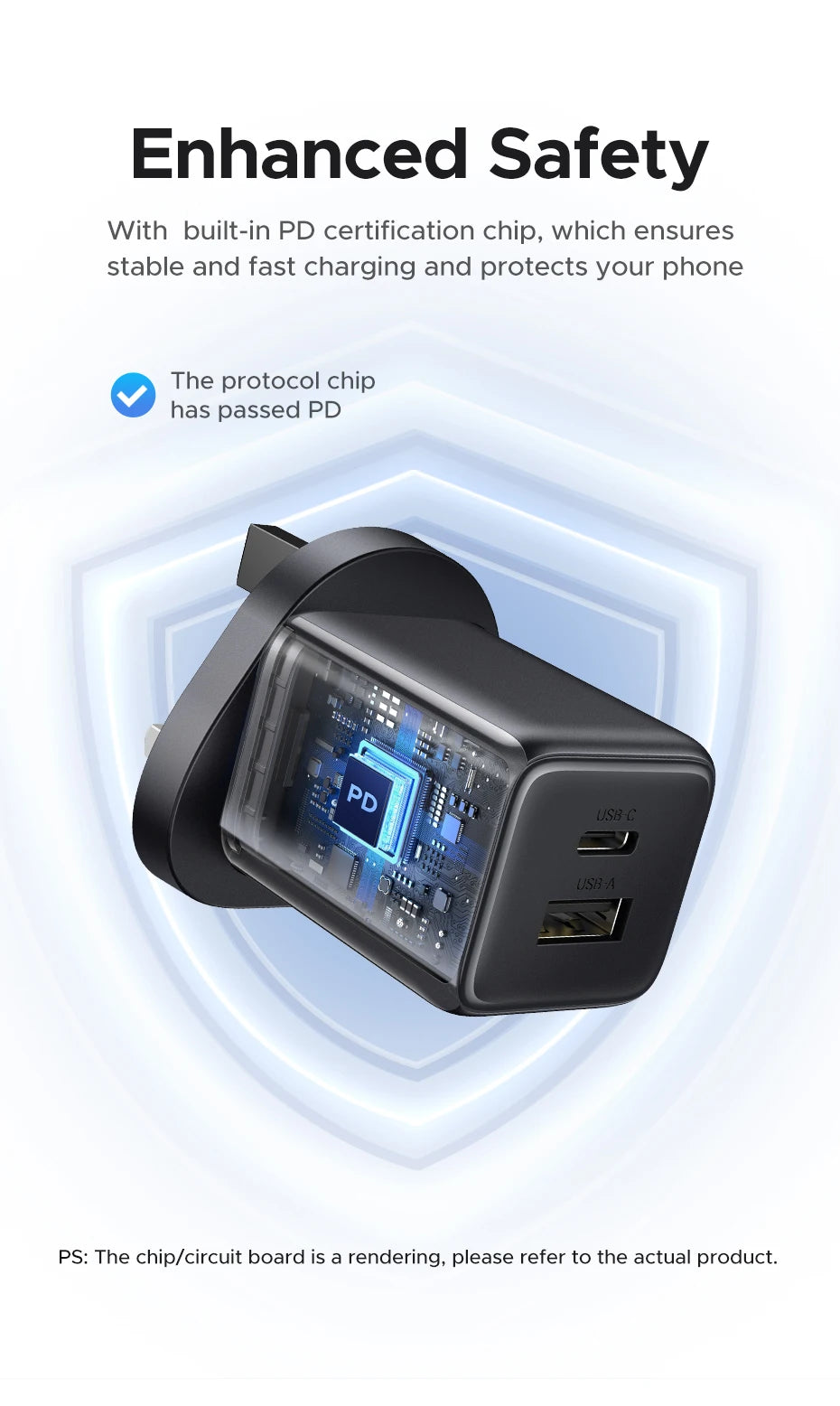 UGREEN GaN Mini Charger – 20W/30W PD 3.0 USB-C (UK Plug)