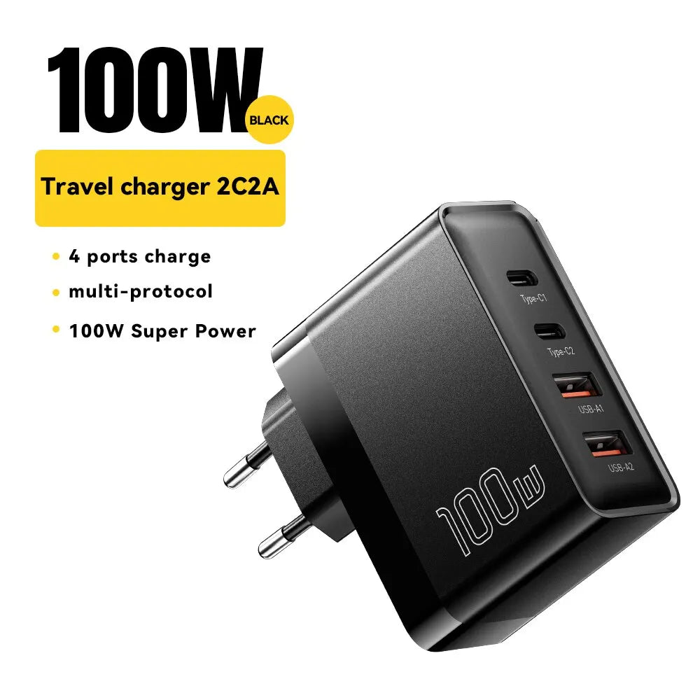 Essager 100W GaN USB-C Quick Charger – PD & QC for iPhone, Xiaomi, MacBook