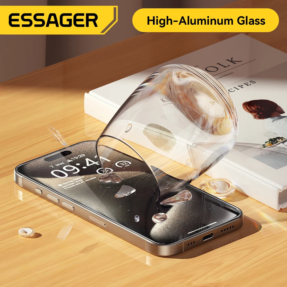 Essager Screen Protector for iPhone 15 14 13 Pro Max Ultra Slim Dustproof Full Tempered Glass Protection For iPhone 15 Pro Plus