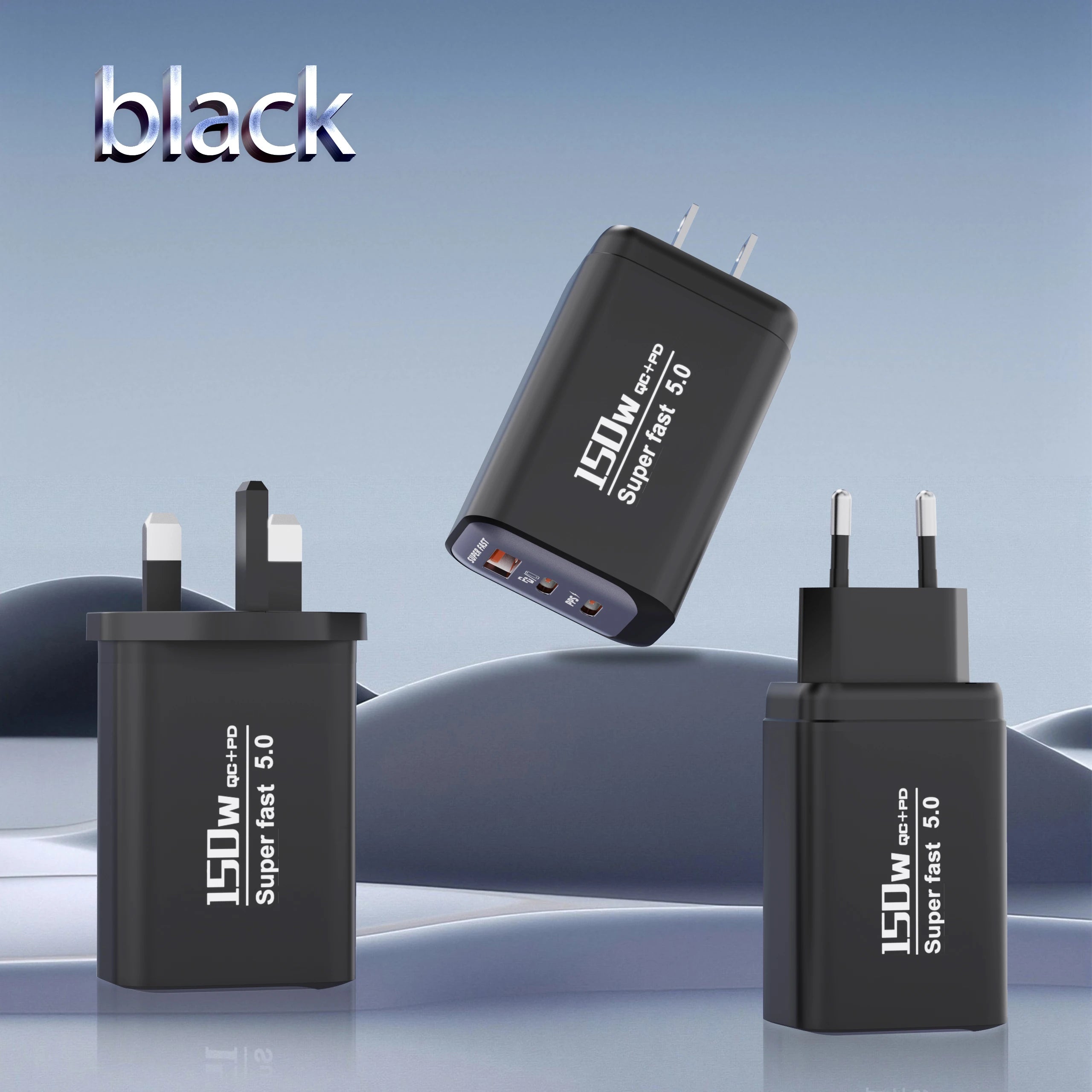 Quick Charge 3.0 Fast Charger Muti Total 150W 3 Port USB Type C PD Mobile Phone Wall Adapter for iPhone 16 Samsung S24 Xiaomi 15