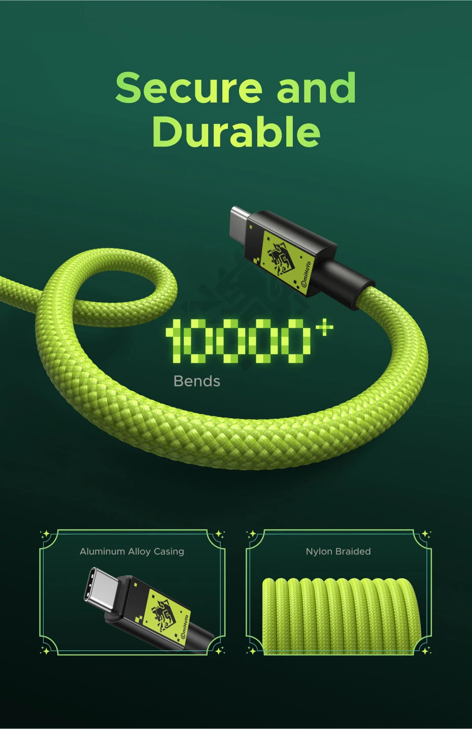 UGREEN Genshin Impact USB-C Cable – 100W Fast Charge for iPhone & Samsung