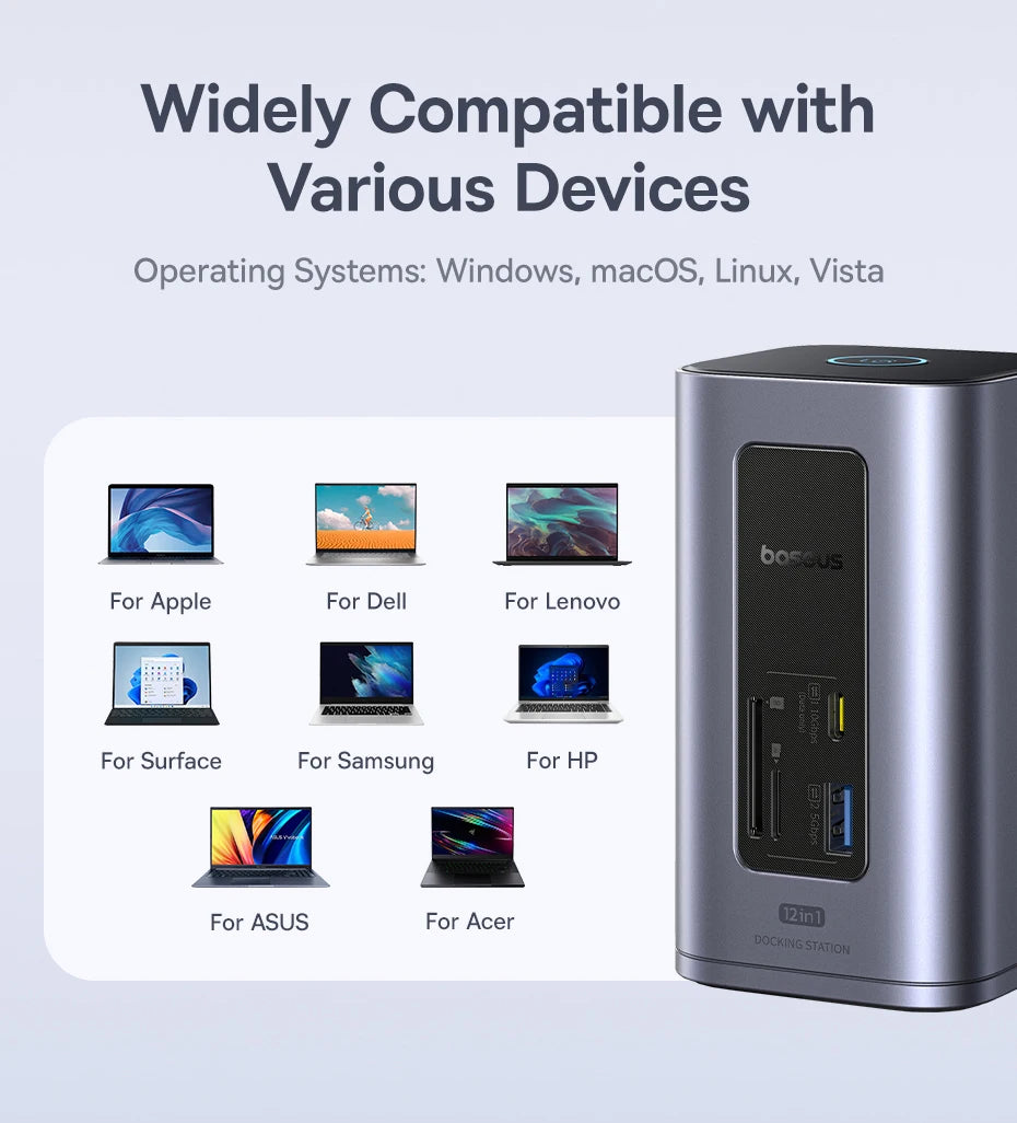 Baseus 12-in-1 USB-C Hub – HDMI 4K & PD 100W
