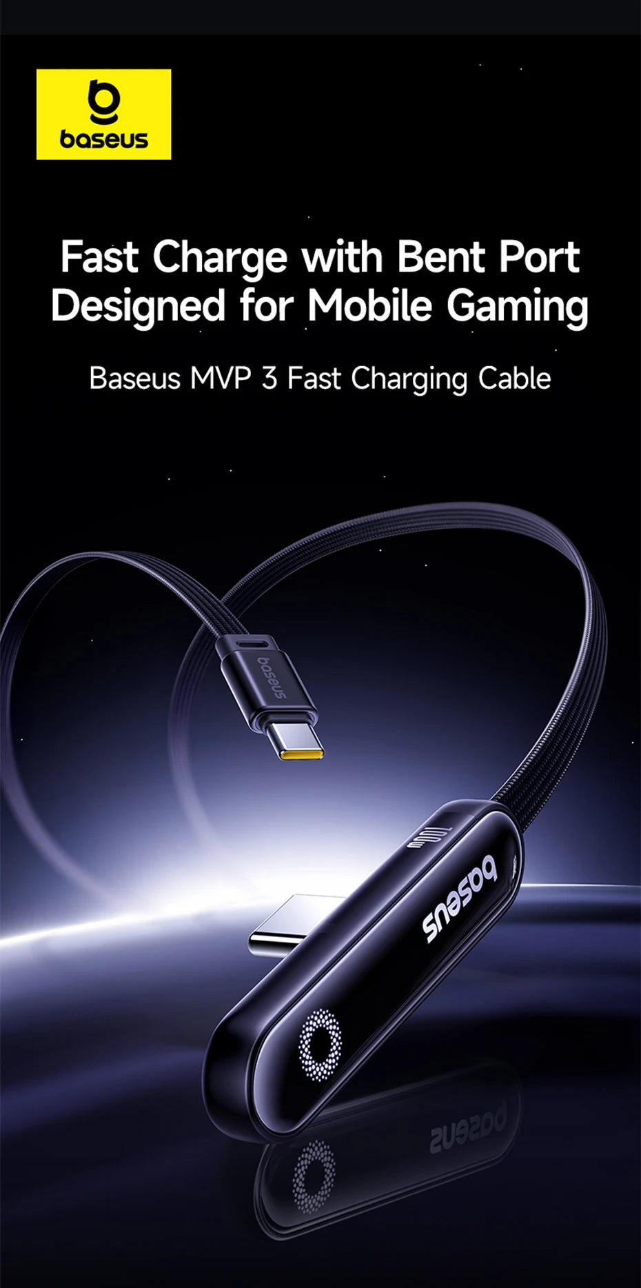 Baseus MVP3 100W Elbowed USB-C Fast Charging Cable