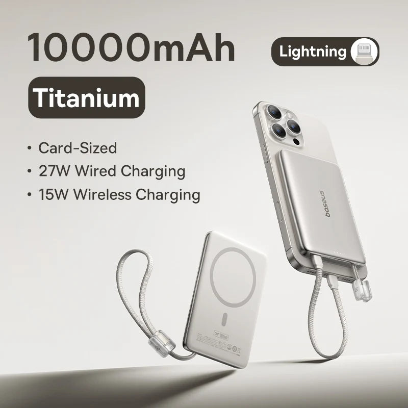 Baseus 10,000mAh Magnetic Power Bank – Wireless 15W & PD 27W Fast Charge