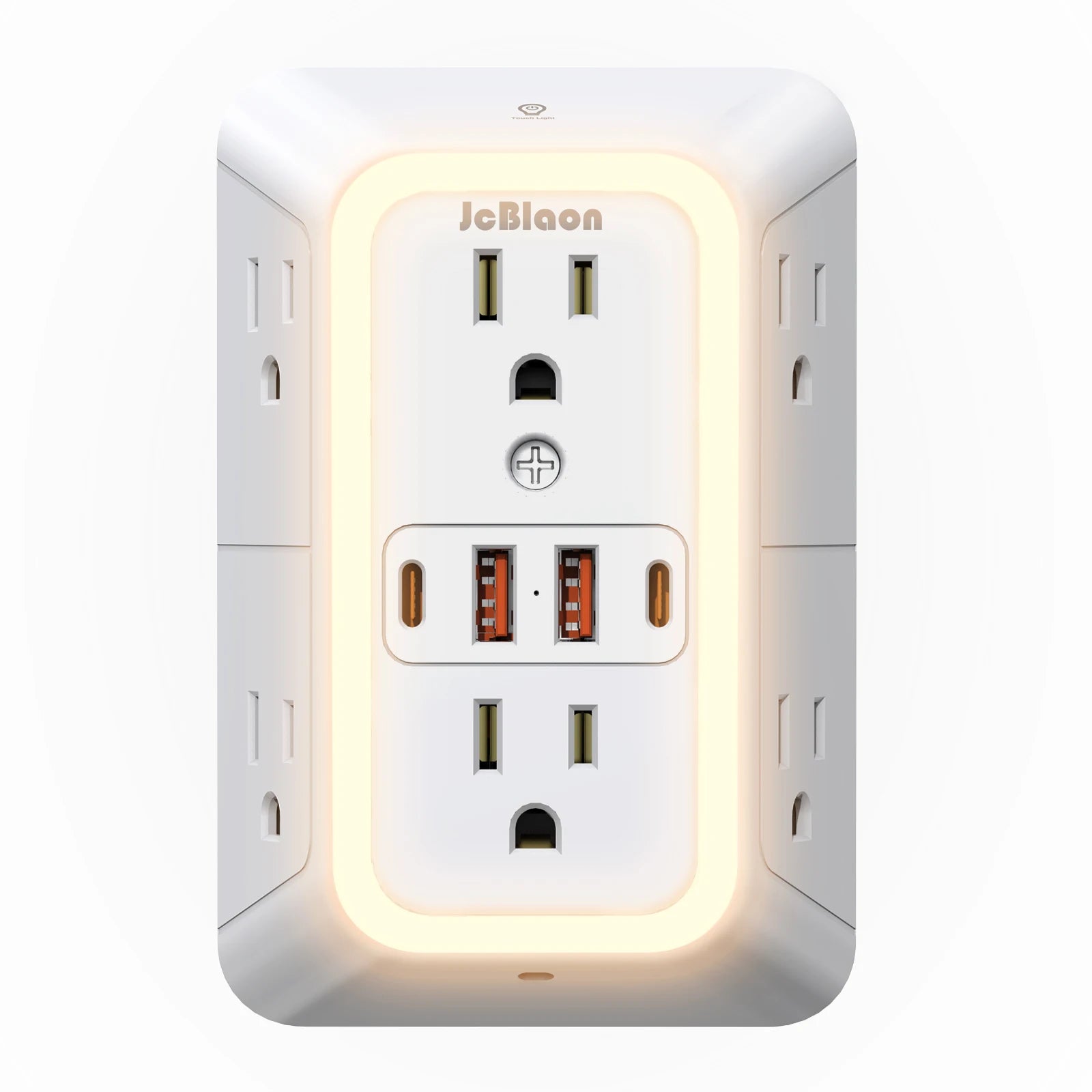 With Night Light US Plug AC Outlets Multitap Socket Electrical Power Strip with USB Type-C Ports Charging Network Filter Adapter