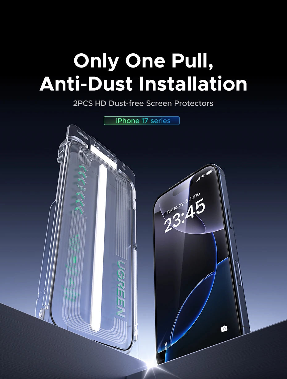 iPhone 17 Pro Max Tempered Glass – UGREEN 2PCS Dust-Free Screen Film