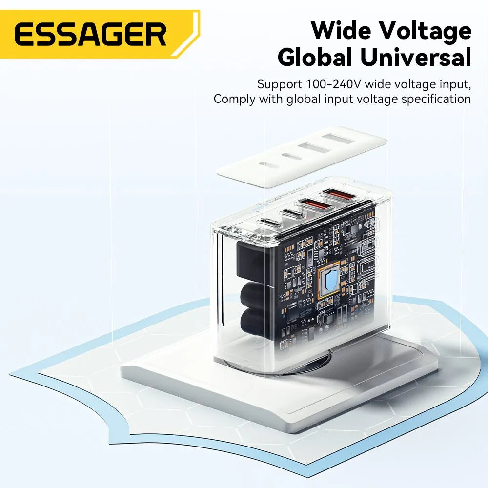 Essager 100W GaN USB-C Quick Charger – PD & QC for iPhone, Xiaomi, MacBook