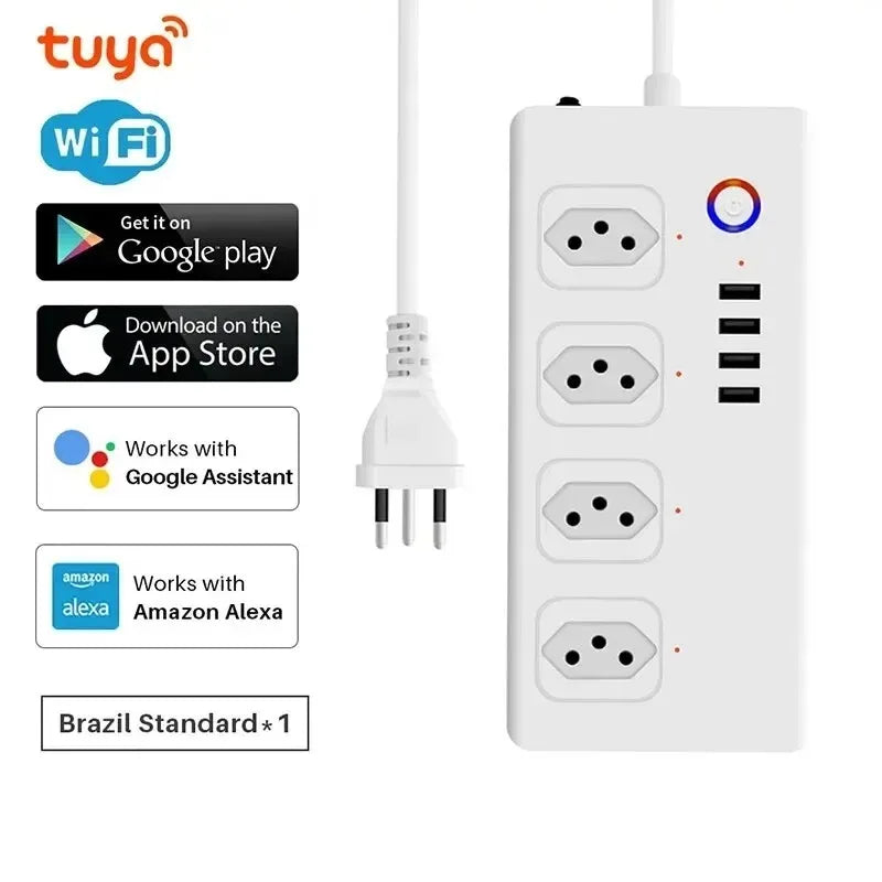 Zigbee Smart Power Strip – 1- 4 AC Outlets & 4 USB Charging Ports