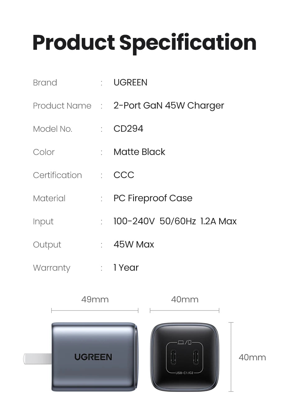 UGREEN 45W GaN Fast Charger