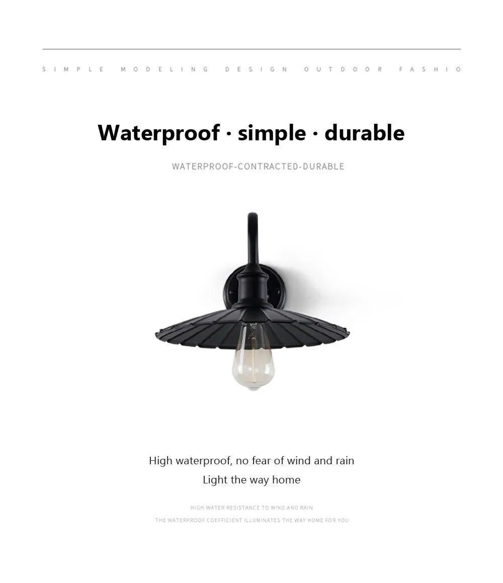 Retro LED Outdoor Wall Lamp – Waterproof, E27 Bulb Compatible