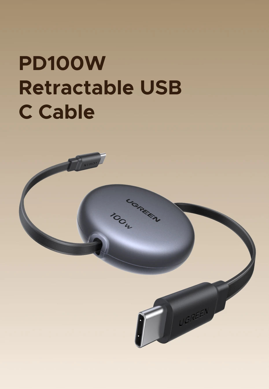 UGREEN USB-C PD Cable – Retractable Fast Charging for iPhone