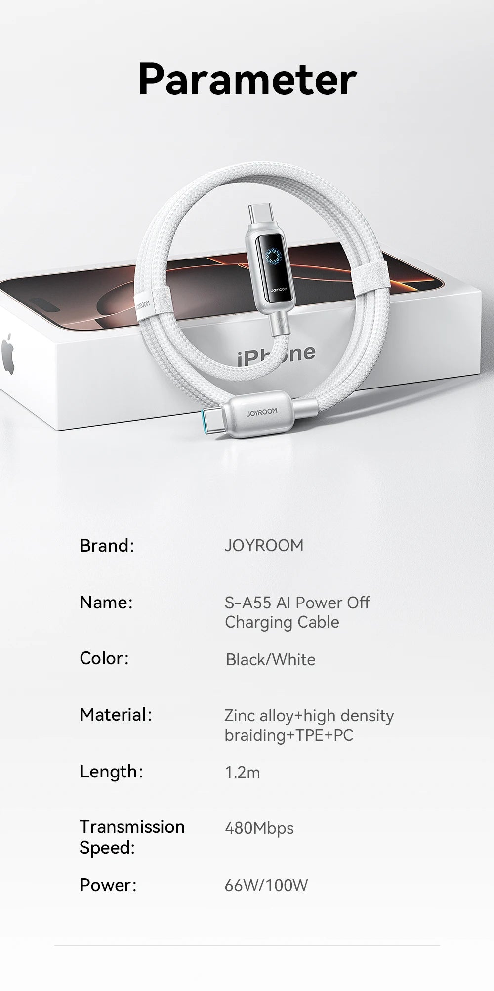 Joyroom Auto Power-Off USB-C Charging Cable