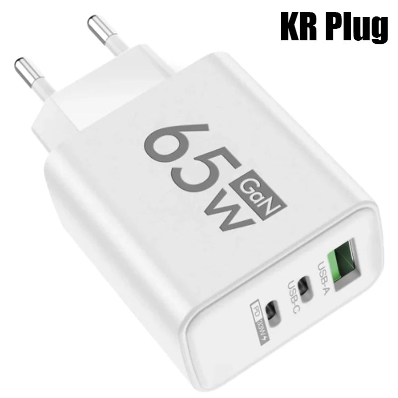 65W GaN USB-C Fast Charger – PD 3.0 Wall Adapter