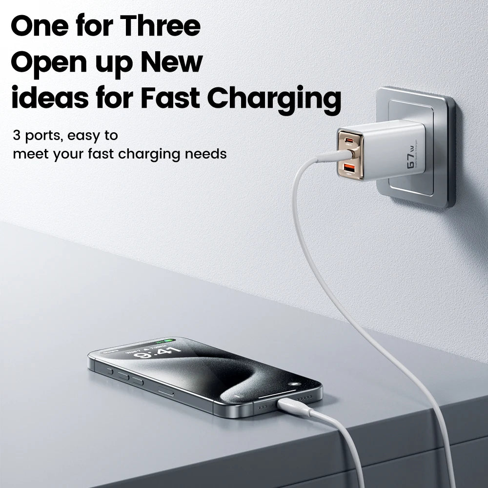 Toocki 67W GaN Charger – Fast USB-C PD for iPhone, MacBook & Samsung